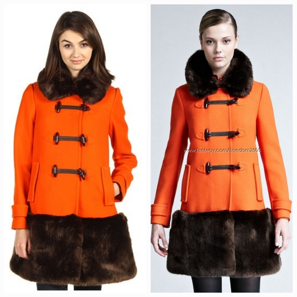 NWOT Kate Spade Allie Faux Fur Trimmed Duffel Coat - Picture 3 of 14